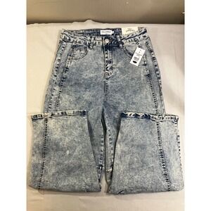 Blue Asphalt Womens Barrel Leg Jeans Acid Wash High Rise Seamed Blue Size 9 NEW
